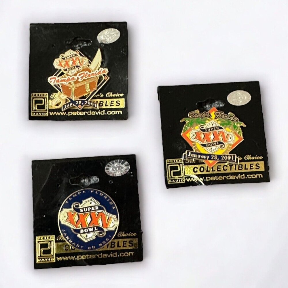 Super Bowl XXXV Tampa Florida Peter David Collectible Pins Set Of 3 January 28 2